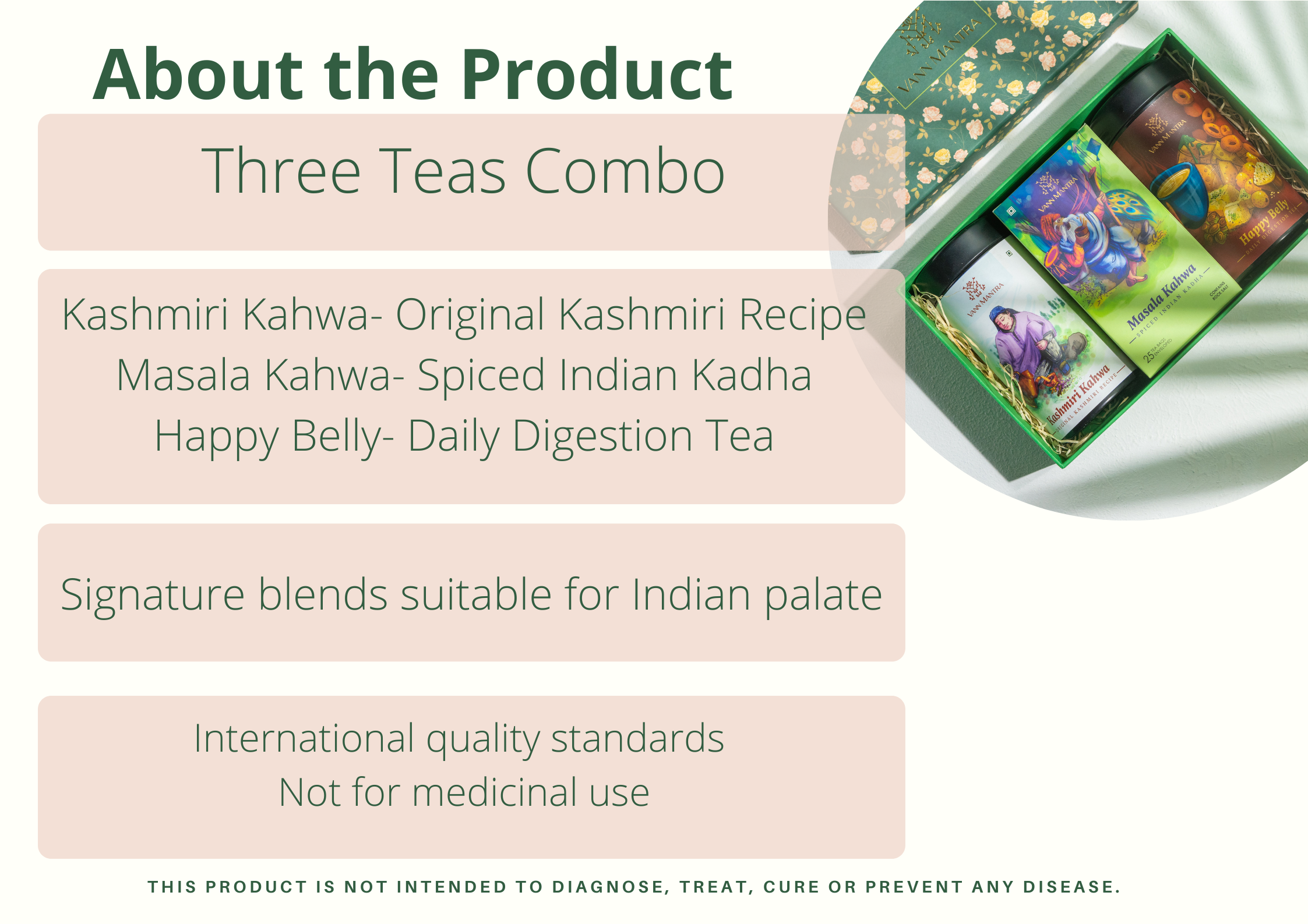Infographic explaining the features and benefits of Box Of Desi Delight