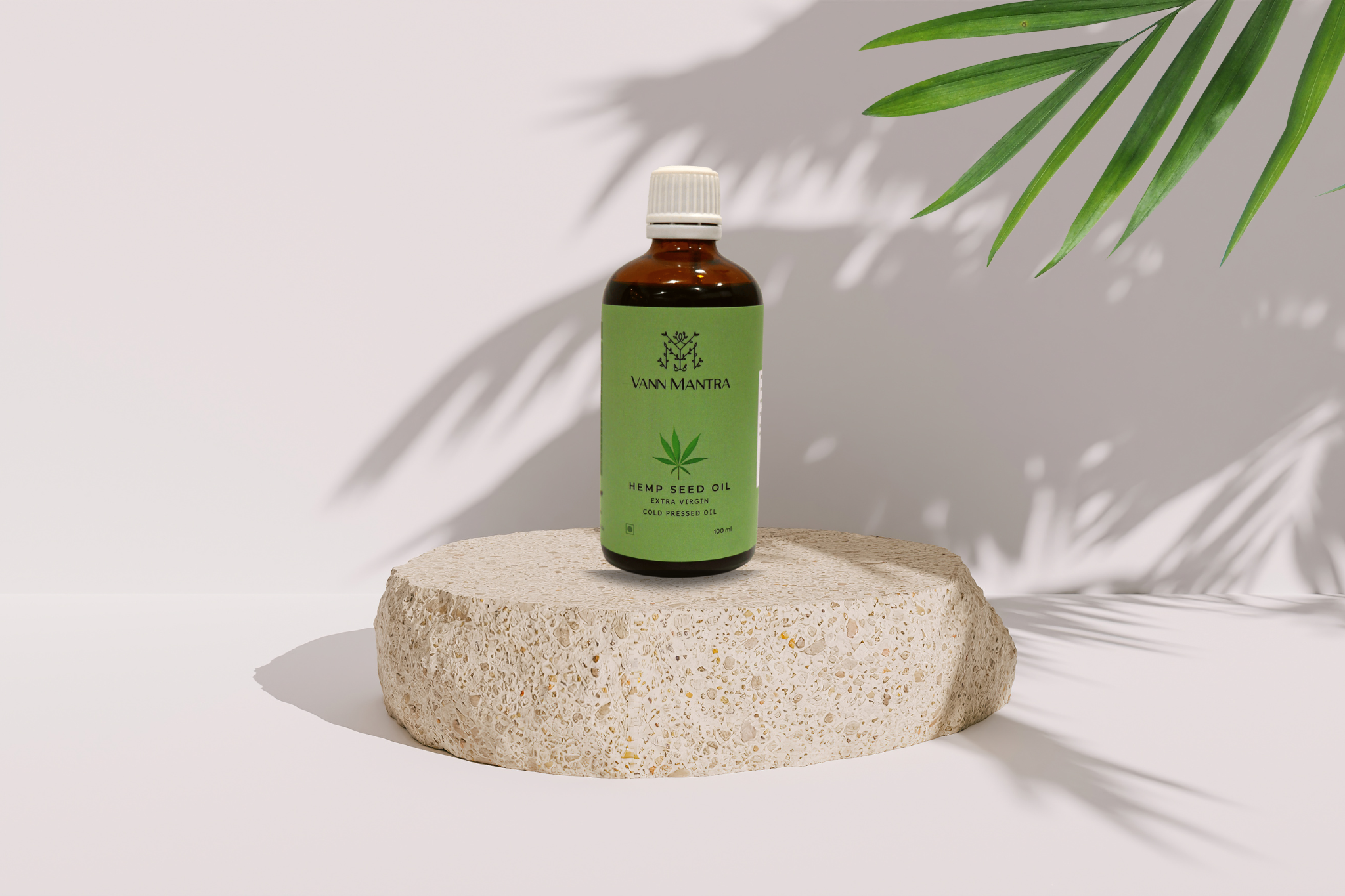 Hemp Seed OIl in front of a brick wall 